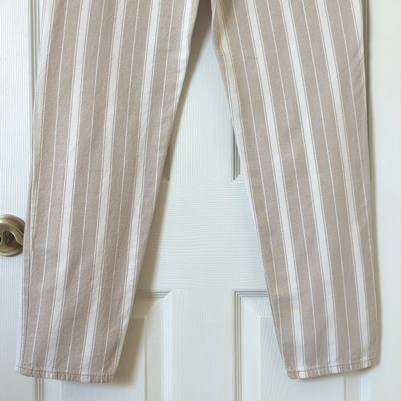 NY Line 90's Vintage Classic Striped High Waisted Tapered Leg Pants Tan White 28 - Picture 7 of 15